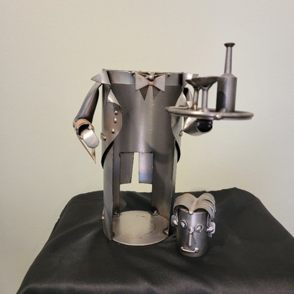 H & K Steel Scuptures Waiter Wine Bottle Holder/Wine Caddy - Picture 8 of 15